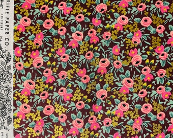 Garden Party Rosa - Burgundy Metallic Stoff - Rifle Paper Co - Baumwolle + Stahl - Quilting Cotton - RP305-BU5M