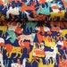 Kiyohara Safari Animals.- Yellow - Blue -Black-Purple-Japanese canvas fabric. 1/2 yard.