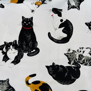 Cat - Black Cat Cotton Fabric - Cosmo - Japanese Sheeting Fabric - AP-35406-2A
