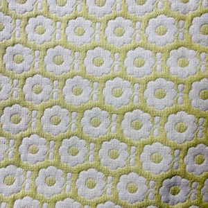 Japanese Textile Floral Cotton Gauze Jacquard Reversible Fabric White Yellow Floral