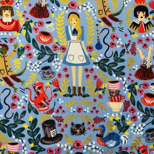 Wonderland-Rifle Paper Co-Periwinkle Metallic Fabric-Cotton+ Steel-Quilting Cotton Fabric-AB8013-002