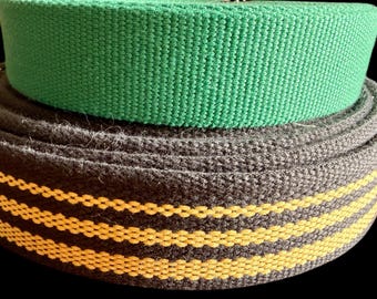 Heavyweight Cotton Webbing - Kokka Webbing - Japanese Textile -Gray Yellow