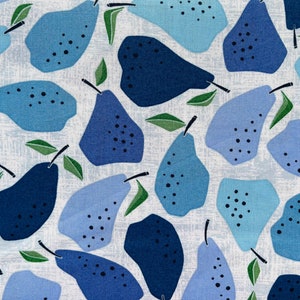 Under The Apple Tree Quince Blue Fabric Loes Van Oosten Cotton + Steel  - Quilting Cotton - LV502-BL3