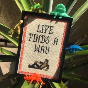 Life Finds a Way Jurassic Park - Framed Cross Stitch