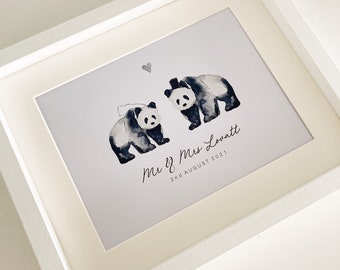 Panda Wedding Personalised Print / Panda Wedding / Wedding Print / Wedding Gift