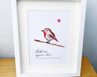 Robin Print / Robins Appear When Loved Ones Are Near / Robin Picture / Gift / FRAMED PRINT