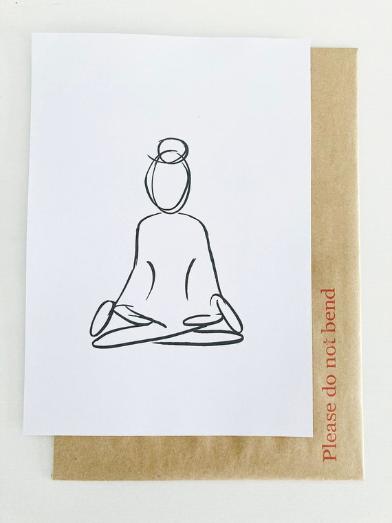 Continuous single line drawing of woman in warrior yoga pose: Royalty Free  #201239694