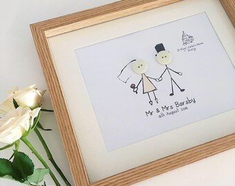 Wedding Button People Frame / Button Picture / Personalised Wedding Gift / Wedding Couple