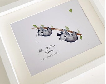 Koala Wedding Personalised Print / Koala Wedding / Wedding Print / Wedding Gift