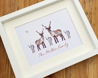 Reindeer Print / Reindeer Family / Family Print / Framed Print