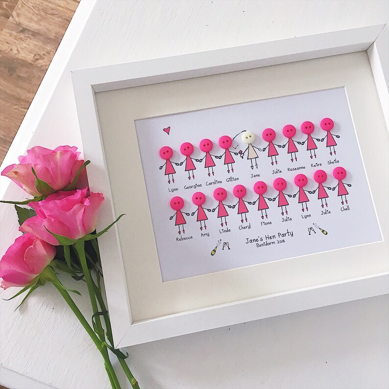 Hen Party / Gift / Personalised Frame / Bride to Be / Button People ...