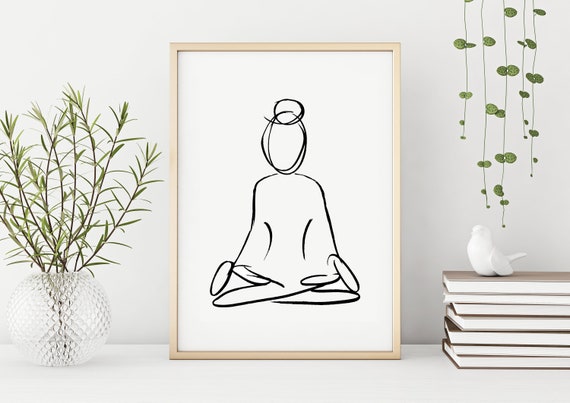 Yoga Printable Wall Art, Meditation Poster, Yoga Lotus Pose One Line Drawing  , Yoga Wall Decor, Hand Drawing Meditation Yoga Pose, - Etsy