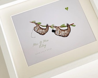 Sloth Wedding Personalised Print / Sloth Wedding / Wedding Print / Wedding Gift