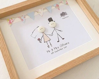 Wedding Gift / Button People / With Bunting