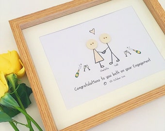 Engagement Gift / Engagement Frame / Personalised Print / Button People