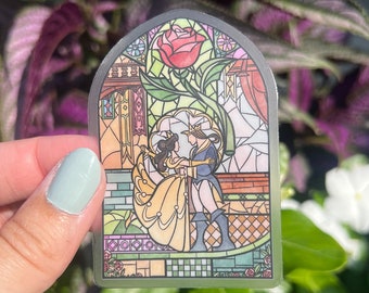 Stained Glass Beauty and the Beast Sticker - Beauty and the Beast - Disney Sticker