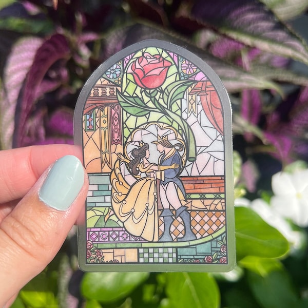 Stained Glass Beauty and the Beast Sticker - Beauty and the Beast - Disney Sticker