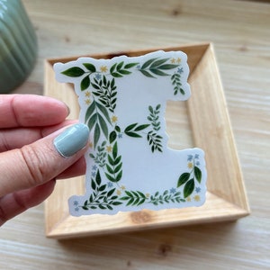 Botanical E Sticker - Initial Sticker - Name Sticker - Letter Sticker