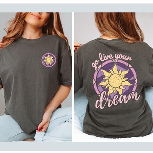 Stained Glass Sun Tee - Comfort Colors Tee - Tangled Inspired Sun Tee - Go Live Your Dream - Distressed Disney Tee - Disney Princess Shirt