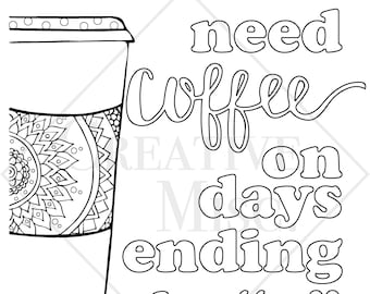 coffee coloring page etsy