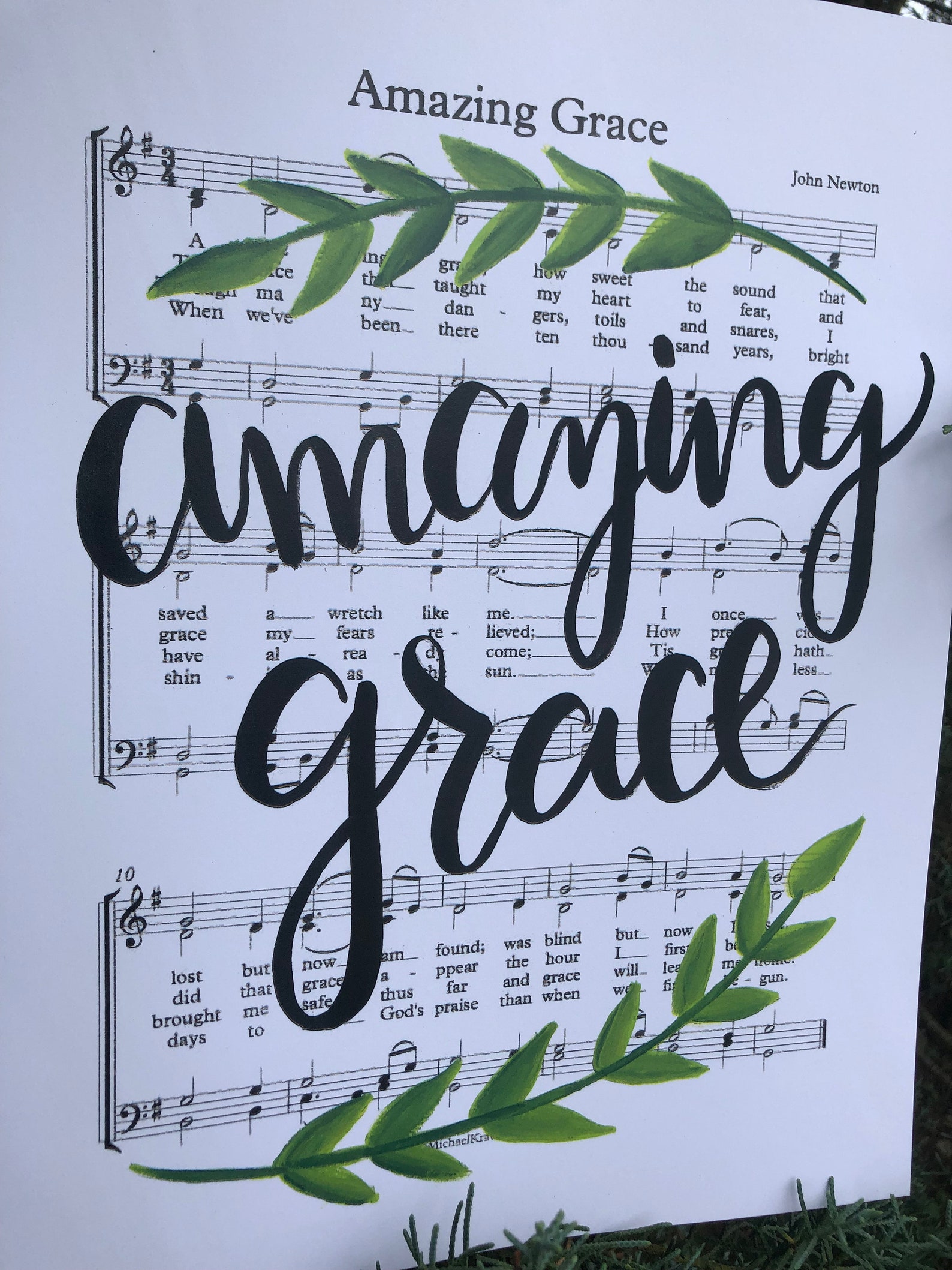 Amazing Grace Art Print Sheet Music Art Print Etsy