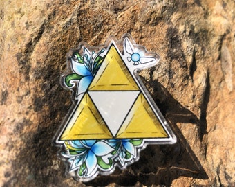 Floral Triforce Pin - Acrylic Pin