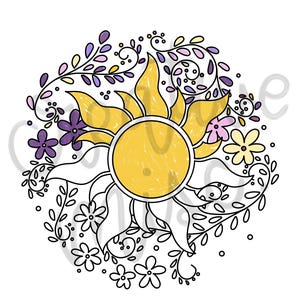 Tangled Sun Coloring Page - Rapunzel Coloring Page - Lost Princess Sun Coloring Page