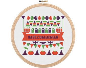 Modern Geometric Halloween - Cross Stitch Pattern- 2 color options for the price of 1!