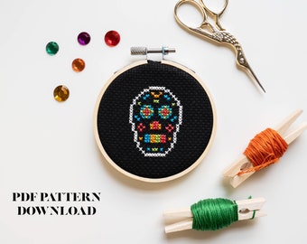Sugar Skull/Calavera - Dia De Los Muertos - Halloween - Cross Stitch Pattern - DIGITAL DOWNLOAD