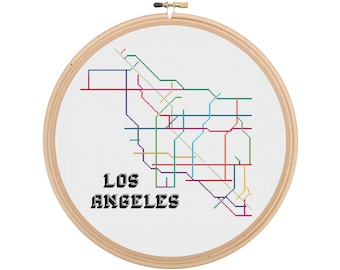 Los Angeles Freeway Cross Stitch Pattern - INSTANT DOWNLOAD