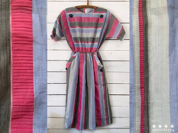 Vintage pink, purple, white and grey summer dress