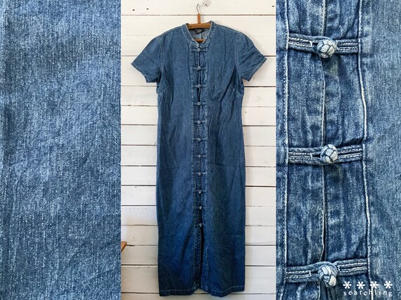 Vintage 90s blue denim dress - Medium