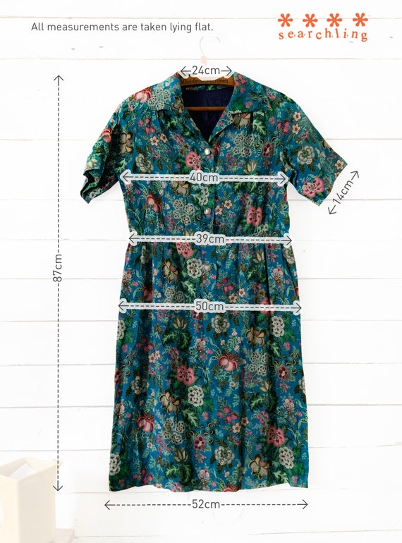 Vintage mini 70s blue floral paisley dress - medi… - image 6