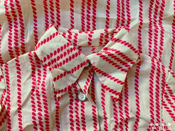 Unique vintage 70s 80s cream and pink striped dre… - image 4