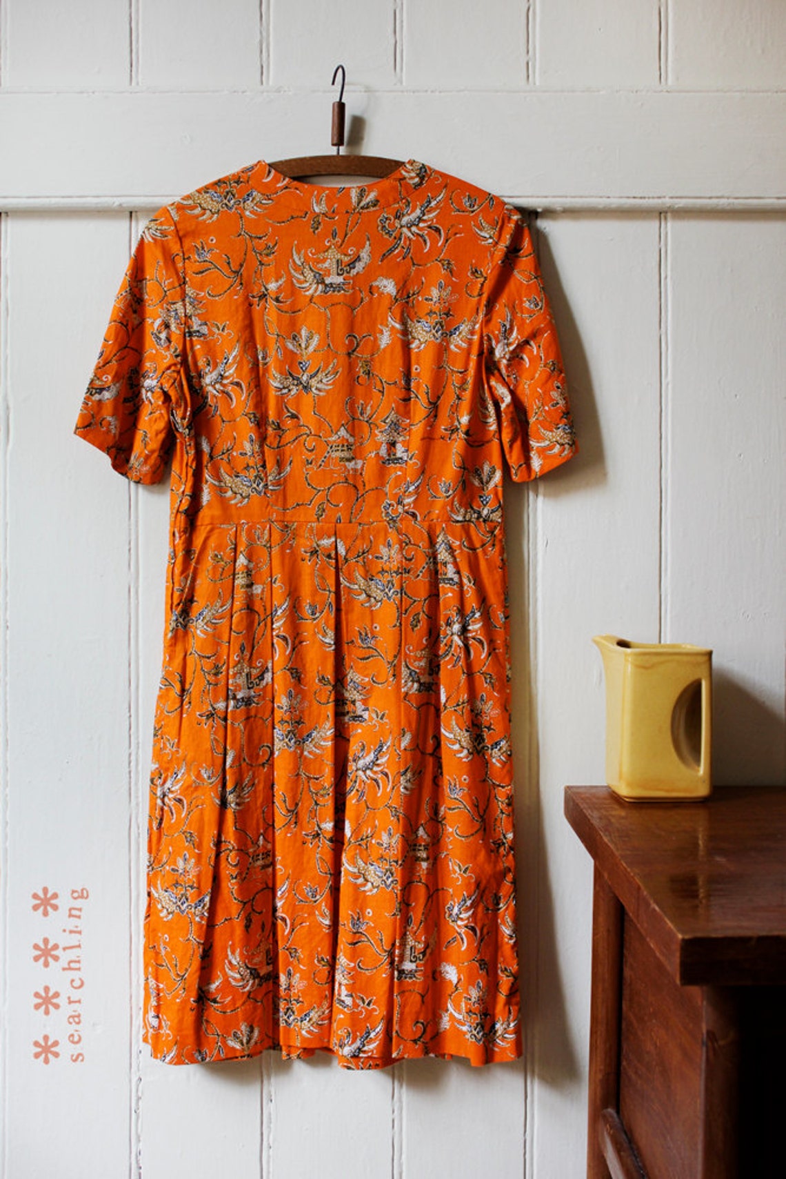 Vintage 1980's Orange Floral Dress Small to Medium Etsy Australia