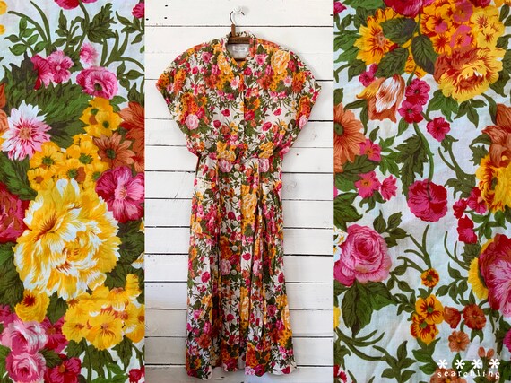 Stunning Vintage 80s 90s floral summer dress - 50s