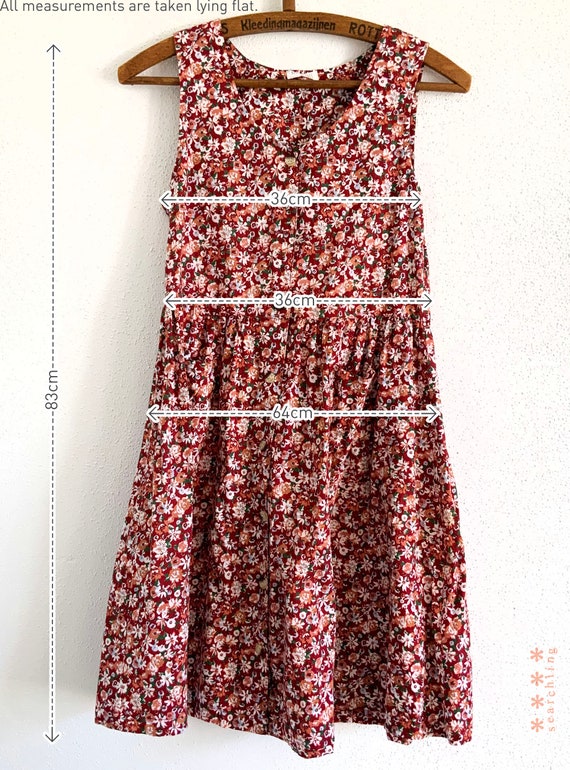 Pretty vintage girls maroon floral cotton summer … - image 4
