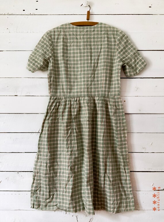 Vintage 80s green, red and white plaid summer dre… - image 3
