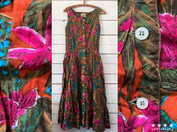 Beautiful vintage pink and orange floral print sum