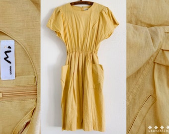 Beautiful vintage yellow summer dress - Medium - from Japan by Donna Mi
