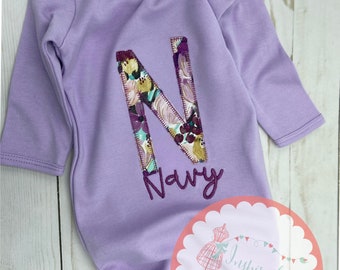 Personalized Appliqué Baby Gown: Cotton Coming Home Outfit