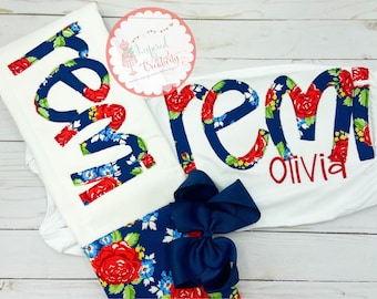 Personalized Appliqué Baby Gown: Floral Letter Coming Home Outfit