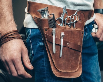 Personalized Leather Tool Belt - Unique Gift for Florist, Barber, Hair Stylist, Gardener, Hairdresser, Groomer | Scissor Tool Belt Handmade