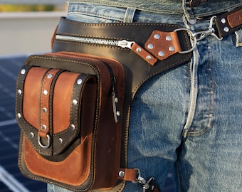 Sac à Dos En Cuir Véritable Grain Entier - Style Motard, Taille Large, Avec Roulettes Et Sangle Ajustable, Fait Main - Neuf Sans étiquettes