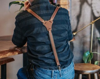 Personalized Leather Suspenders - Handcrafted for the Modern Gentleman. Custom Engraving. A Personalized Gift for Groomsmen or Dads.