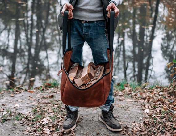 Gift for the Home Leather Firewood Carrier Fireplace Log - Etsy Canada