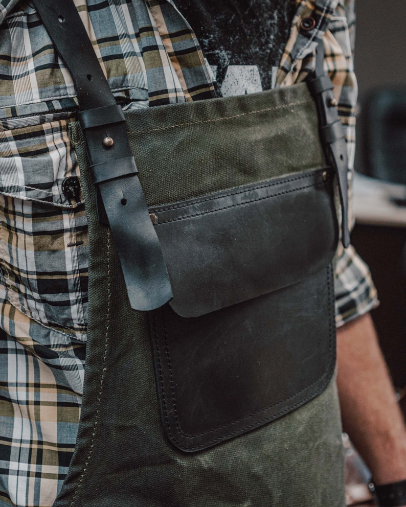 Waxed Canvas Leather Apron Personalized Gift For for - Etsy