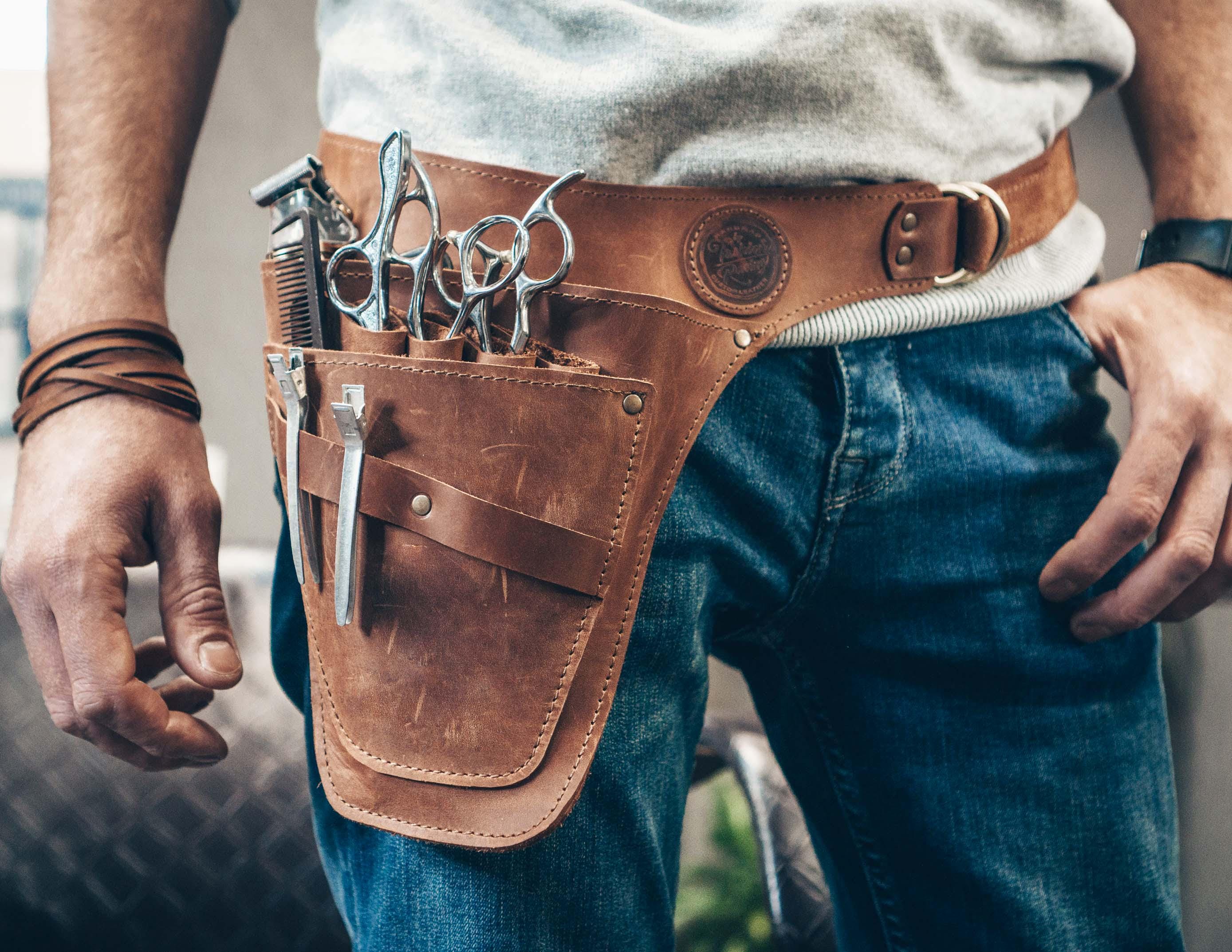 Leather Tool Belt Organizer, Barber Hair Stylist Pouch, Grooming ...