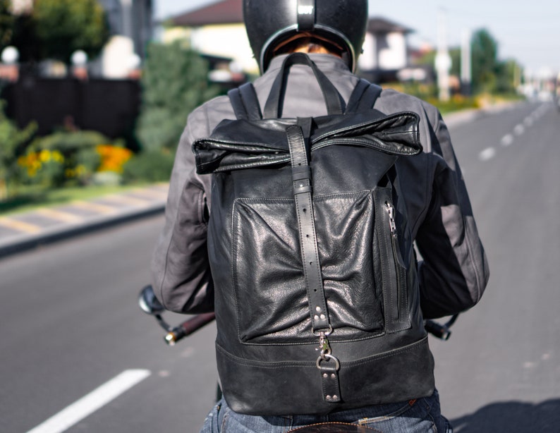 Black Leather Backpack, Large Leather Backpack, Men's Leather Backpack, Gift for men, Backpack for him, Quality Elegant Leather Backpack men