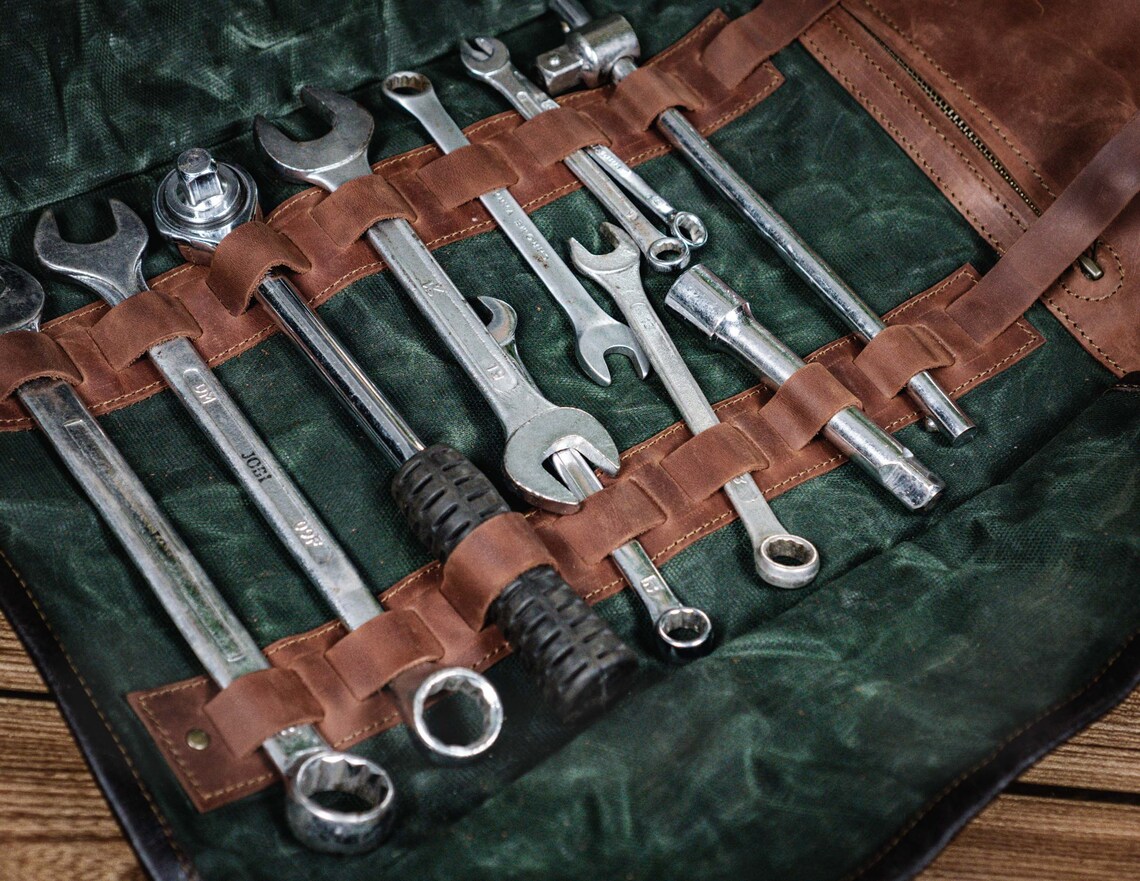 Canvas Leather Tool Roll Motorcycle Tool Roll Personalized Etsy